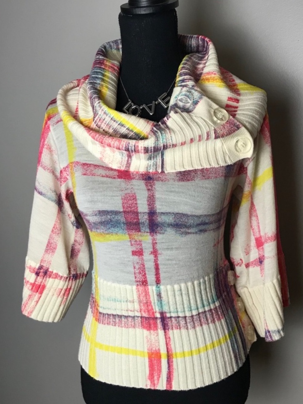 Moth Anthropologie plaid cowl neck sweater